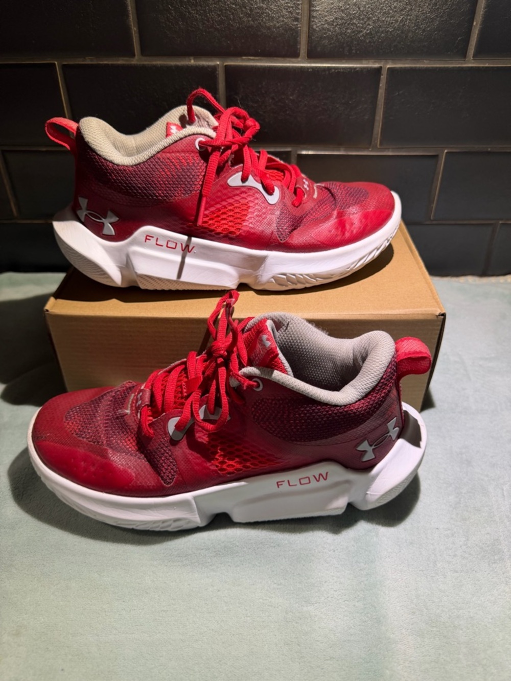 Under Armour Mens Red Flow Athletic Shoes- Size 9